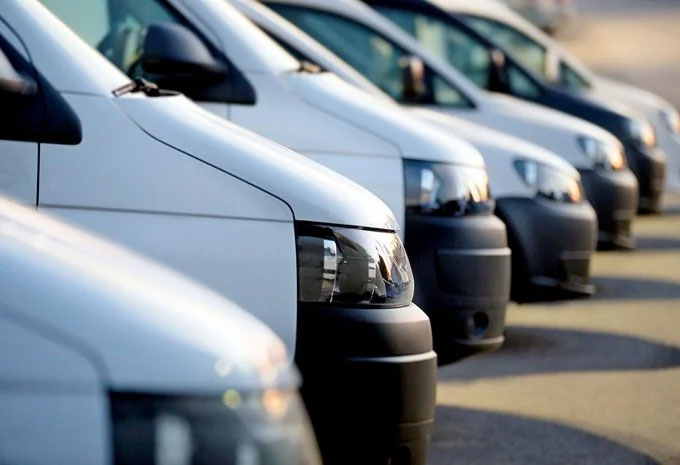 Commercial vehicles lined up